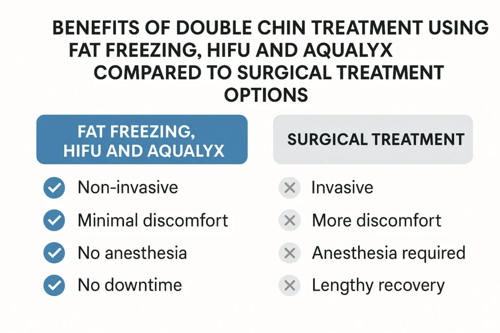 Graphic about the benefits of double chin treatment Havant - from LA LIPO