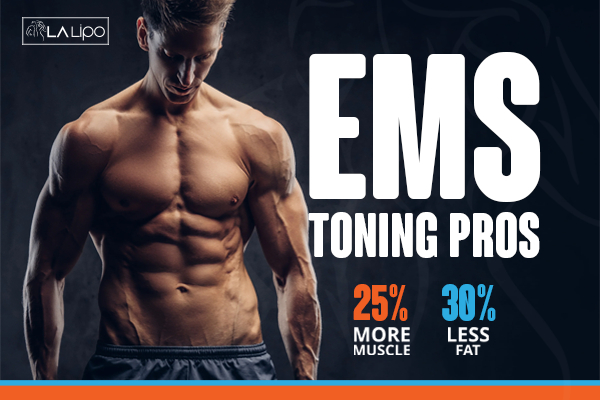 Graphic of man with toned body showing the benefits of LA-EMS Body Sculpting Havant treatment
