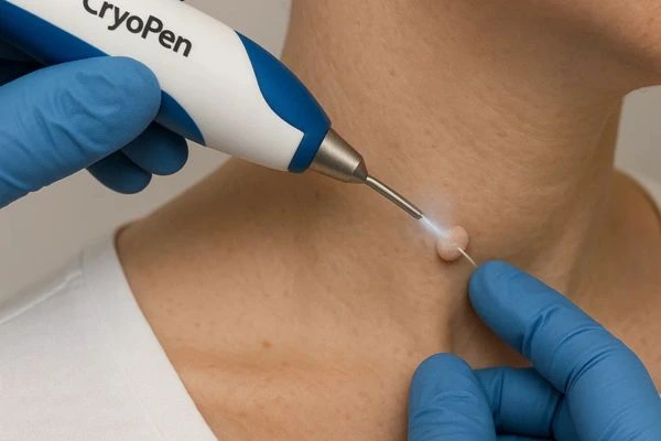 Person receiving Cryotherapy skin tag removal Havant