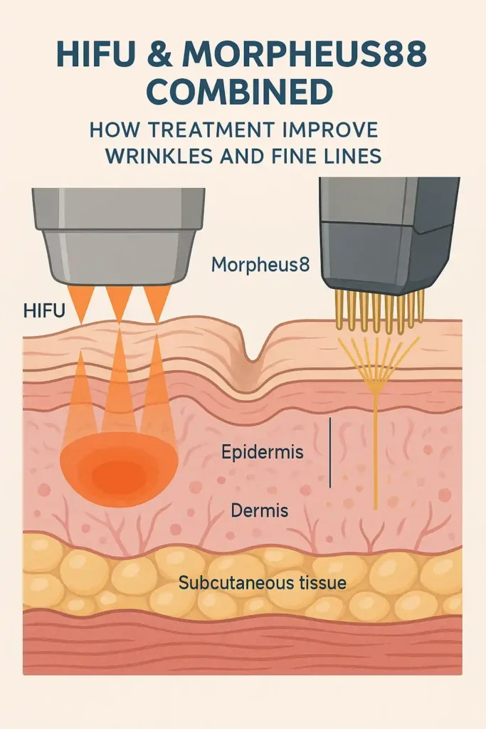 Diagram showing HIFU & Morpeus8 Havant and the benefits for reduction in wrinkles and fine lines